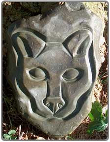 cat stone carving